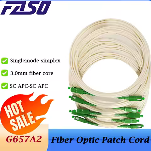 Cheap White SC/APC-SC/APC Fiber Optic Patch Cord SingleMode Fiber Optic Garter 3.0mm G652A2 LSZH Fib