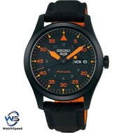 Seiko 5 SRPH33K1 SRPH33 Sports Automatic Black and Orange Nylon Strap Watch