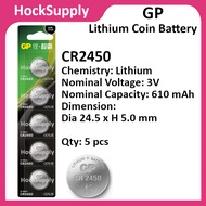 [5pcs][Authentic] GP CR2450 Lithium 3V Button Battery 2450 [FAST SHIP OUT]