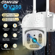 CAMVIEW V380 Outdoor CCTV Camera Wifi Connect to Cellphone 1080P Wireless CCTV Waterproof Outdoor Night Vision Monitoring Cam