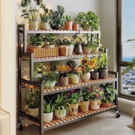Balcony Flower Stand Flower Stand Succulent New Style Bracket with Wheels Living Room Multi-Layer Mo