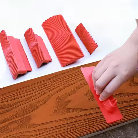 4pcs Rubber Wood Grain Texture Tool - Imitation Paint Scraper for Art Wallpaper, Paint Polishing & P