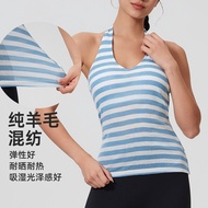2025 Spring Summer U-Neck Halter Neck Wool Padded Vest Large Halter Fitness Yoga Top Lyocell Yoga Cl