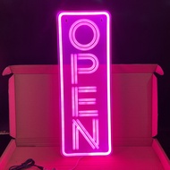 ป้ายไฟ ป้ายไฟร้าน ป้ายไฟวิ่ง ป้ายไฟopen ป้ายไฟตัวอักษร ป้ายไฟนีออน ป้ายไฟLED- OPEN ทรงตั้งสีชมพู/เเด