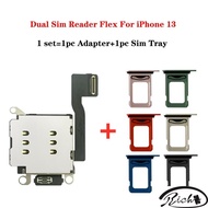 Dual Sim Card Reader Connector Flex Cable + Tray Slot Holder Adapter PartFor iPhone 13