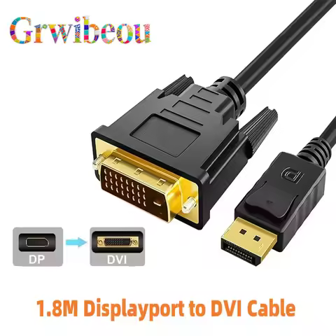 Displayport to DVI Cable Adapter 1.8m DP to DVI Connection Converter HD 1080P Male to Male Adapter f