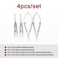 12.5Cm Ophthalmic Microsurgical Instruments Scissors+Needle Holders +Tweezers Stainless Steel Surgical Tool