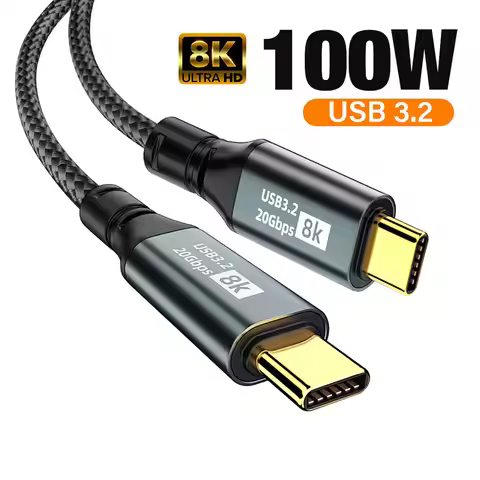 1M 2M 3M USB 3.2 20Gbps ThunderBolt 3 Type C to C Cable 8K@60Hz PD100W USB-C Cable Cord For iPhone 1
