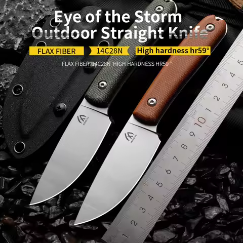 Huangfu Linen Fiber Handle 14C28N High Quality Steel Integrated Cutting Tool Outdoor Wilderness Surv
