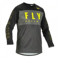 1pc Fly Men's Outdoor Cycling Sports Jersey, Fly Racing Motocross Riding Shirt, Black & Grey Gear, P