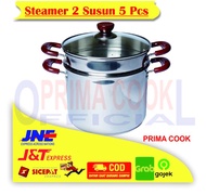 PRIMA COOK - Steamer 2 Susun 5 Pcs - Steanless Steel