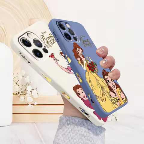 Beauty And Beast Cartoon Liquid Left Rope For Apple iPhone 15 14 13 12 11 XS XR X 8 7 SE Pro Max Plu
