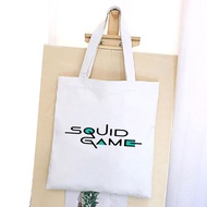 SQUID GAME CANVAS SHOULDER TOTE CANVAS BAG WITH ZIPPER LARGE SIZE 33x38cm HOT TREND PERSONALITY STYL