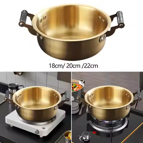 Korean Ramen Noodle Pot Cooking Pot Stockpot Practical Multipurpose with Handle French Fries Cooker 