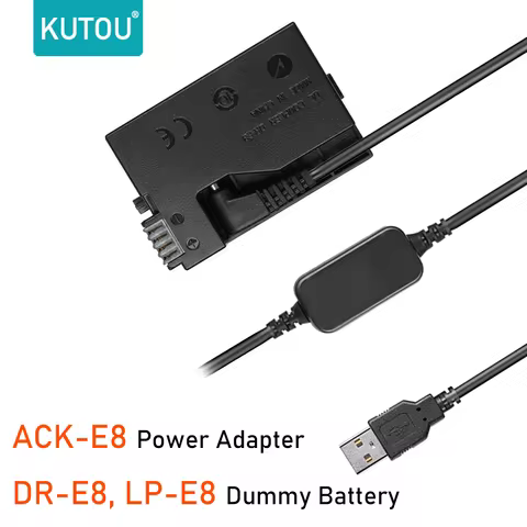 KUTOU USB Charger ACK-E8 Power Adapter kit DR-E8 LP-E8 Dummy Battery For Canon EOS 550D 600D 650D 70