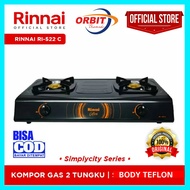 KOMPOR GAS RINNAI RI 522C / RI522C / RI 522 C [2 TUNGKU] (GARANSI RESMI) HITAM TEFLON