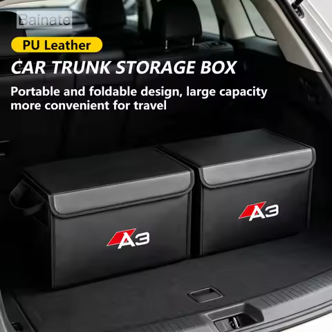 Car Trunk Leather Storage Box Auto Interior Organizer, For AUDI A3 8v1 8vk 8vs 8vm S3 RS3 2012 2025