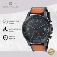 jam tangan pria fossil hybrid ftw1114 smartwatch analog kulit original