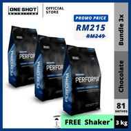 Whey Protein Performa (Bundle) 3kg - One Shot Nutrition Performa Protein Powder - Chocolate (BU)