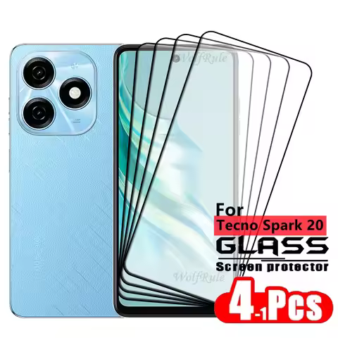 1/2/3/4PCS Full Cover Glass For Tecno Spark 20 Glass Tecno Spark 20 Screen Protector 9H Full Cover T