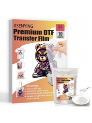 Best Seller A4 10/20/30 Sheets DTF Transfer Film Paper + 200g Thermal Transfer Powder A4 8.3*11.7 Fo