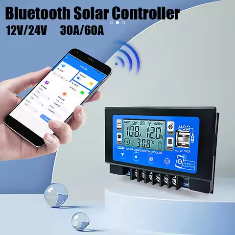 30A 60A Bluetooth Wift Solar Controller 5A Dual USB Output For Mobile Phones,IPads Charging MPPT Sol