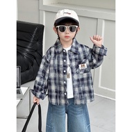 Boy Checked Shirt 2026 New Style 1-8 Years Old Boy Baby Handsome Jacket 3 Children's Shirt Boy Super