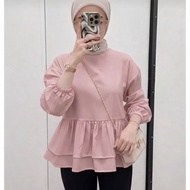 KATUN Tq88indonesia Trendy Blouse BALERINA TOP Plain Basic Cotton Blouse Latest Pleated Blouse/