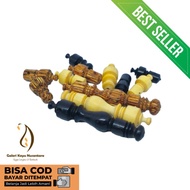 Set of 3 Wood Variant Tube Motif Tasbih Border Heads