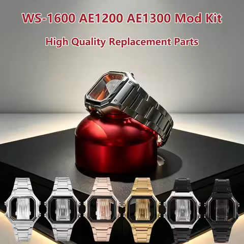 For Casio Royale Mod Kit Stainless Steel Strap Set Case WatchBand AE1200 AE1200WH AE1300 WS1600 WS-1