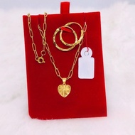 Rantai leher gila2 gold original 375 love earrings necklace hoop earring set for women gift 18''