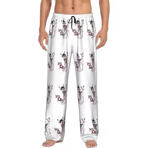 Custom B-Bambies Anime Pajama Pants Sleepwear Men Elastic Waistband Sleep Lounge Bottoms with Pocket