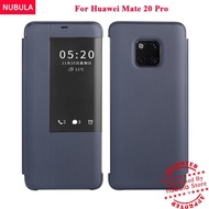 NUBULA For Huawei Mate 20 Pro Smart Flip Casing,Luxury Clamshell Leather Flip Case Huawei Mate20 Pro Smart Clear View Wi