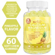 Biofinest Calcium Magnesium Zinc K2 D3 Gummy Supplement - Enhanced Absorption Healthy Bone Teeth Met