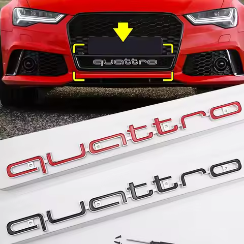 3D ABS Quattro Badge Car Front Grille Emblem Auto Head Hood Decoration Accessories for Audi S A3 A4 
