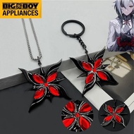 genshin impact gothic keychain set – arlecchino fatui the knave necklace and keyring