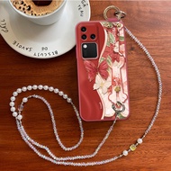 เคสโทรศัพท์มือถือแบบครอบเต็มลายผีเสื้อสองสีสำหรับ Vivo S18 pro S20 pro S30 pro Mini สายรัดข้อมือ สาย