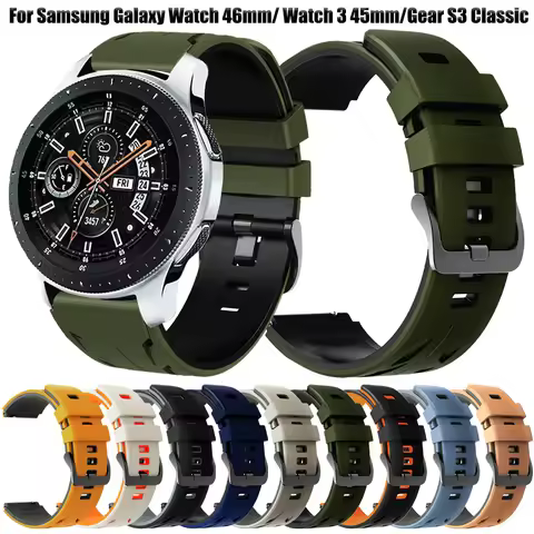 22mm Silicone Strap For Samsung Galaxy Watch 46mm SM-R800 Watch 3 45mm SM-R840 Gear S3 SM-R760 SM-R7