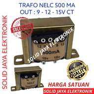 TRAVO TRAFO 500MA CT 9V 12V 15V CT 500 MA 0.5A 0.5 A CT AMPER NELC TRANSFORMER 1/2A 1/2 05A 0.5 CT