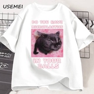 Microplastics in Balls Funny Cat Meme T-shirt for Men Women Ironic Cat T Shirt Goofy Ahh Cats Tee St