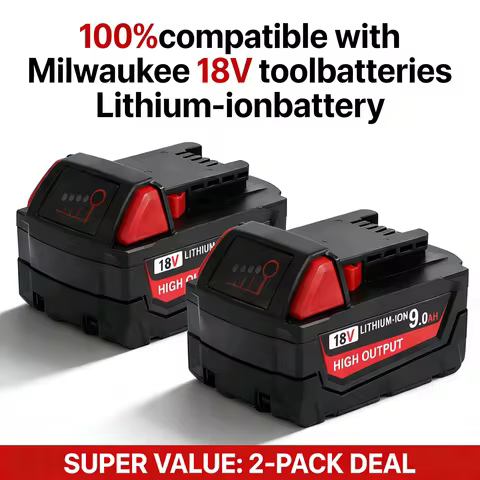 2-Pack 9.0Ah Replacement Battery for Milwaukee M18 18V 48-11-1890 48-11-1850