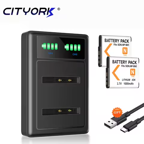 CITYORK NPBN1 NP-BN1 NP BN1 Rechargeable Lithium Battery Camera Batteries + Charger For Sony DSC-W32
