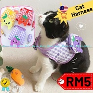 Cat Vest Harness Outdoor Baju Kucing Tali Safety Pet Cloth Zip Pocket Leash Harness Tali Rantai Cat 