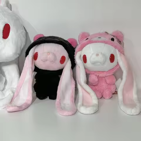 Retro Gloomy Bear Pink White Black Alternate Outfit Bunny Plush Keychain Multipurpose Backpack Hangi