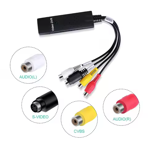 USB Video Capture Card VHS to Digital Converter for Hi8 DVD VCR RCA AV S-video to USB 2.0 Audio Vide