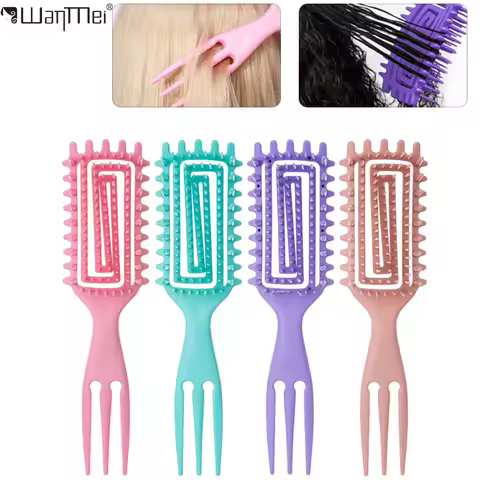 3 in 1 Curl Define Styling Brush Hollow Out Detangling Hair Brush Tangled Hair Comb Shaping Defining