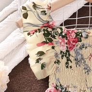 SIYYIS Kids Dress 4-12 Years Girls Beige Color Floral Print Flutter-Sleeve Princess Dress Elegant Gi