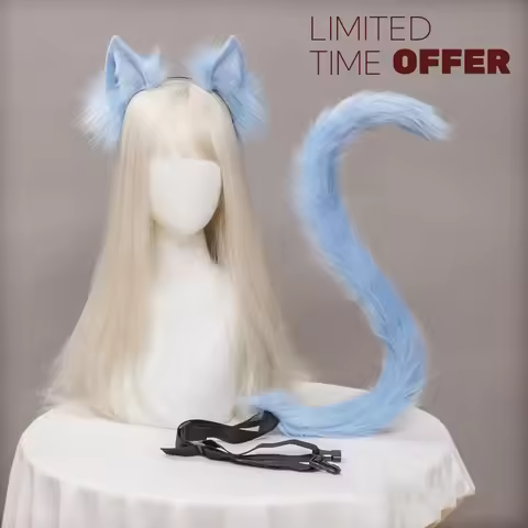 8 Colors Hot Anime Maid Cat Ears Cosplay Handmade Simulation Animal Ears Hair Hoop Lolita Cat Tail A