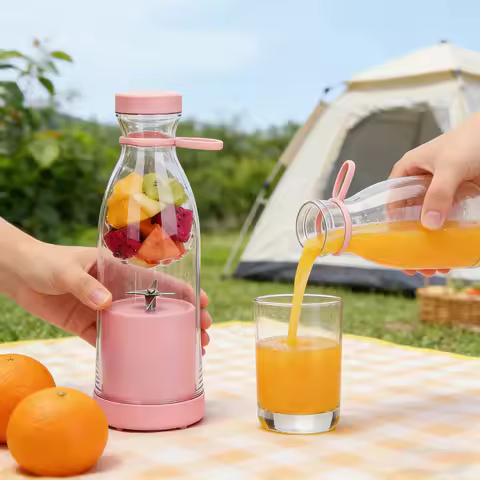 Mini Wine Bottle Electric Juicer 420ml 6 Blades USB Rechargeable Fruit Milk Mixer Portable Blender f
