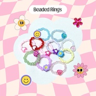 Cute Heart Smiley Flower Beaded Rings | Elastic Rings | 3mm Beaded Rings | Friendship Rings